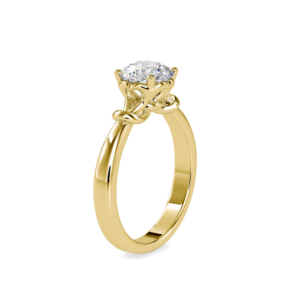 SKU: 0131 (22K) Heart-Setting Knotted Solitaire Engagment Ring in Rose Gold.