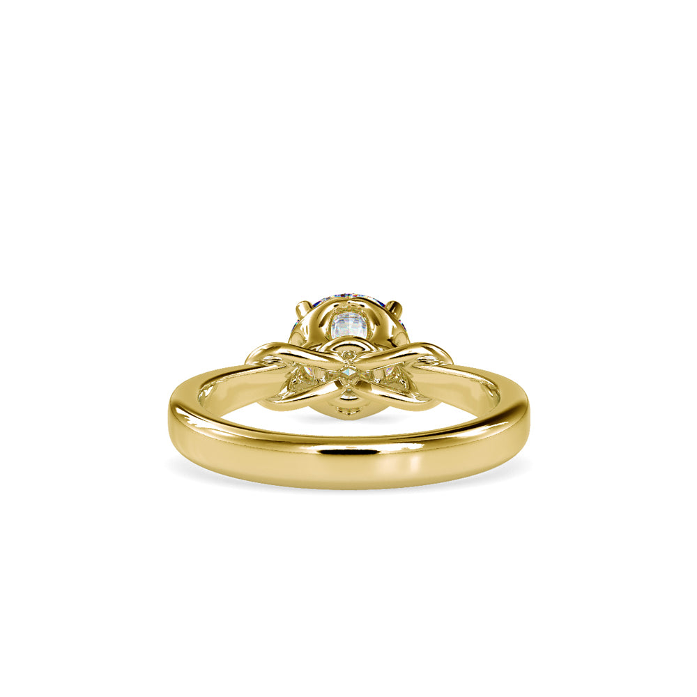 SKU: 0131 (14K) Heart-Setting Knotted Solitaire Engagment Ring in Rose Gold.