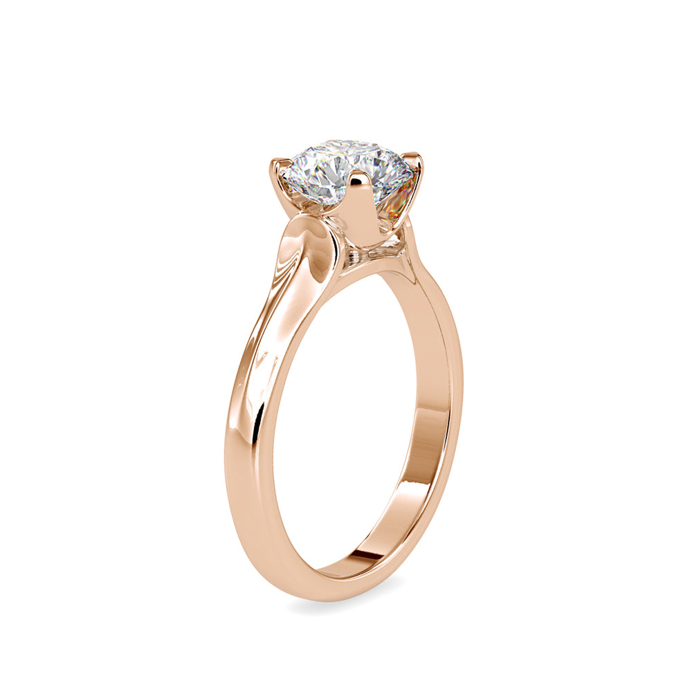 SKU: 0133 (22K) Round Fancy Shank Solitaire Ring in Rose Gold.