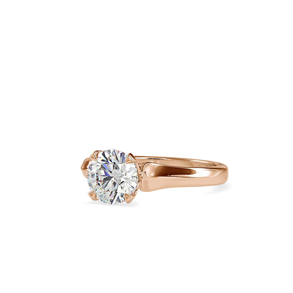 SKU: 0133 (22K) Round Fancy Shank Solitaire Ring in Rose Gold.
