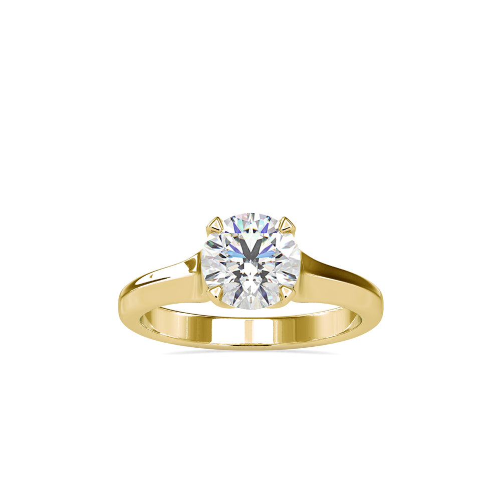 SKU: 0133 (18K) Round Fancy Shank Solitaire Ring in Rose Gold.