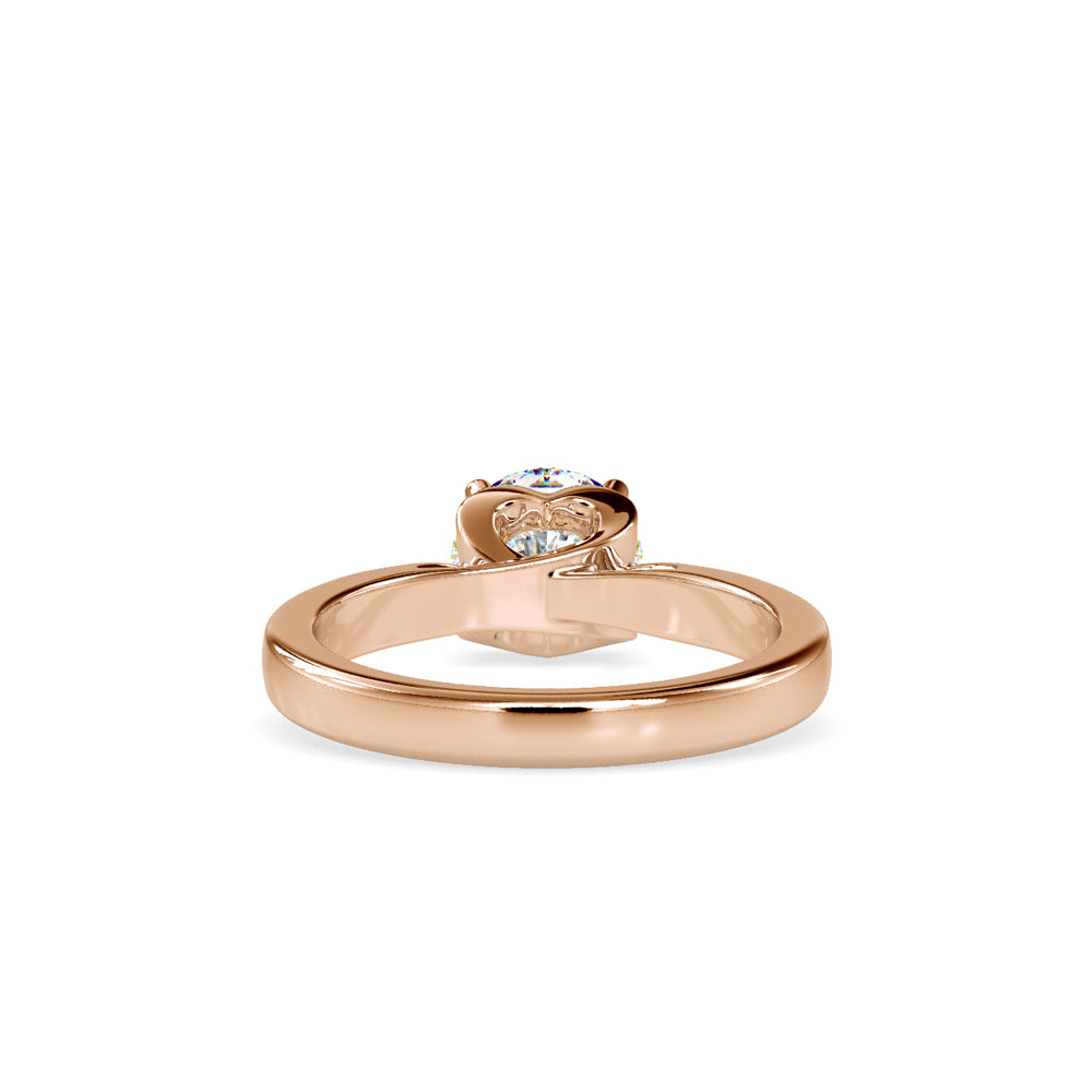 SKU: 0134 (14K) Heart-Setting Solitaire Engagment Ring in Rose Gold.