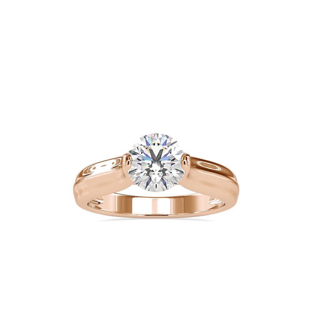 SKU: 0135 (14K) Fancy Petal Shank Round Diamond Engagment Ring in Rose Gold.
