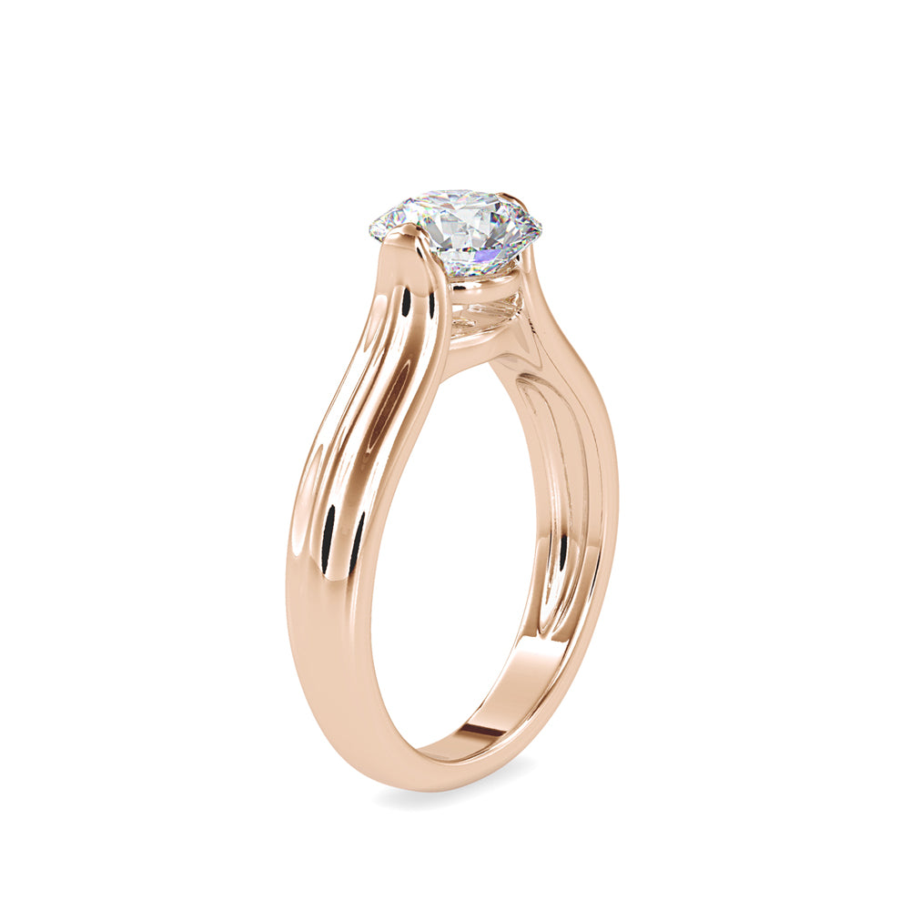 SKU: 0135 (14K) Fancy Petal Shank Round Diamond Engagment Ring in Rose Gold.