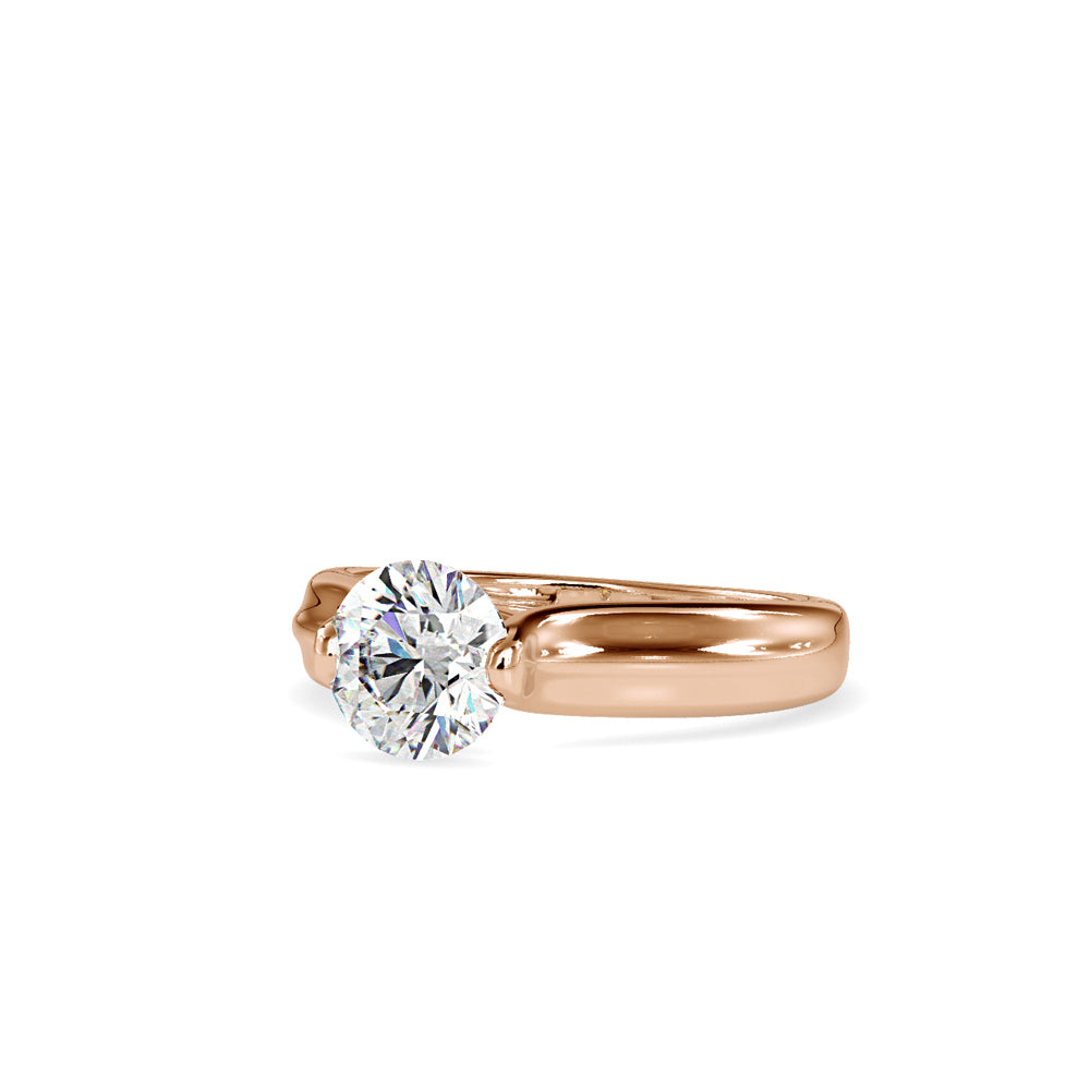 SKU: 0135 (10K) Fancy Petal Shank Round Diamond Engagment Ring in Rose Gold.