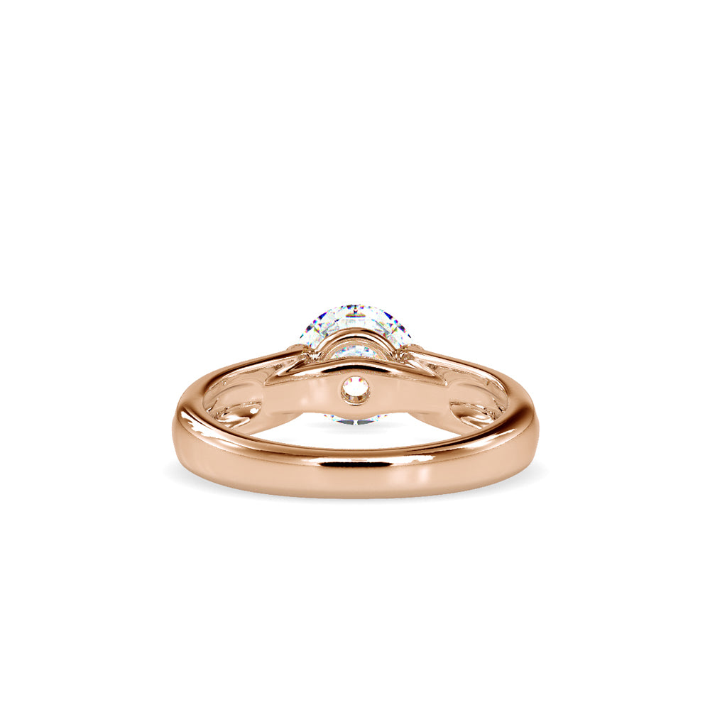 SKU: 0135 (22K) Fancy Petal Shank Round Diamond Engagment Ring in Rose Gold.