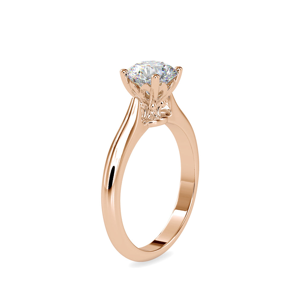 SKU: 0136 (18K) Fancy Lotus petal-Setting Engagment Ring in Rose Gold.