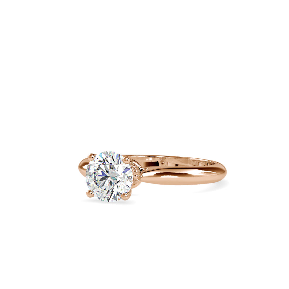SKU: 0136 (18K) Fancy Lotus petal-Setting Engagment Ring in Rose Gold.