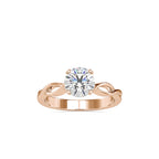 SKU: 0137 (14K) Twisted Shank Heart-setting Solitaire Engagment Ring in Rose Gold.