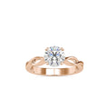 SKU: 0137 (22K) Twisted Shank Heart-setting Solitaire Engagment Ring in Rose Gold.