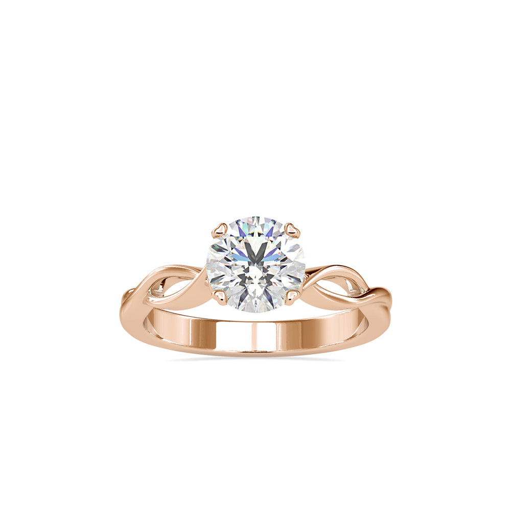 SKU: 0137 (18K) Twisted Shank Heart-setting Solitaire Engagment Ring in Rose Gold.