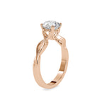 SKU: 0137 (14K) Twisted Shank Heart-setting Solitaire Engagment Ring in Rose Gold.