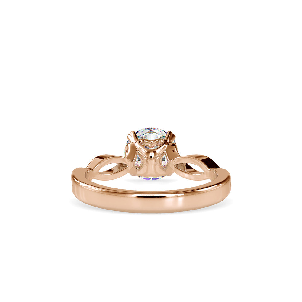 SKU: 0137 (14K) Twisted Shank Heart-setting Solitaire Engagment Ring in Rose Gold.