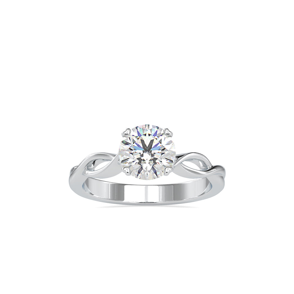 SKU: 0137 (18K) Twisted Shank Heart-setting Solitaire Engagment Ring in Rose Gold.