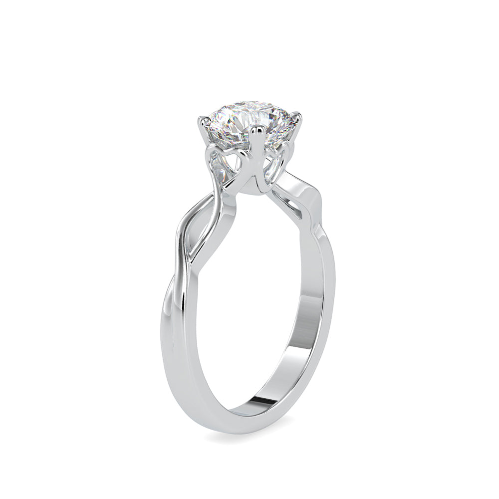 SKU: 0137 (18K) Twisted Shank Heart-setting Solitaire Engagment Ring in Rose Gold.