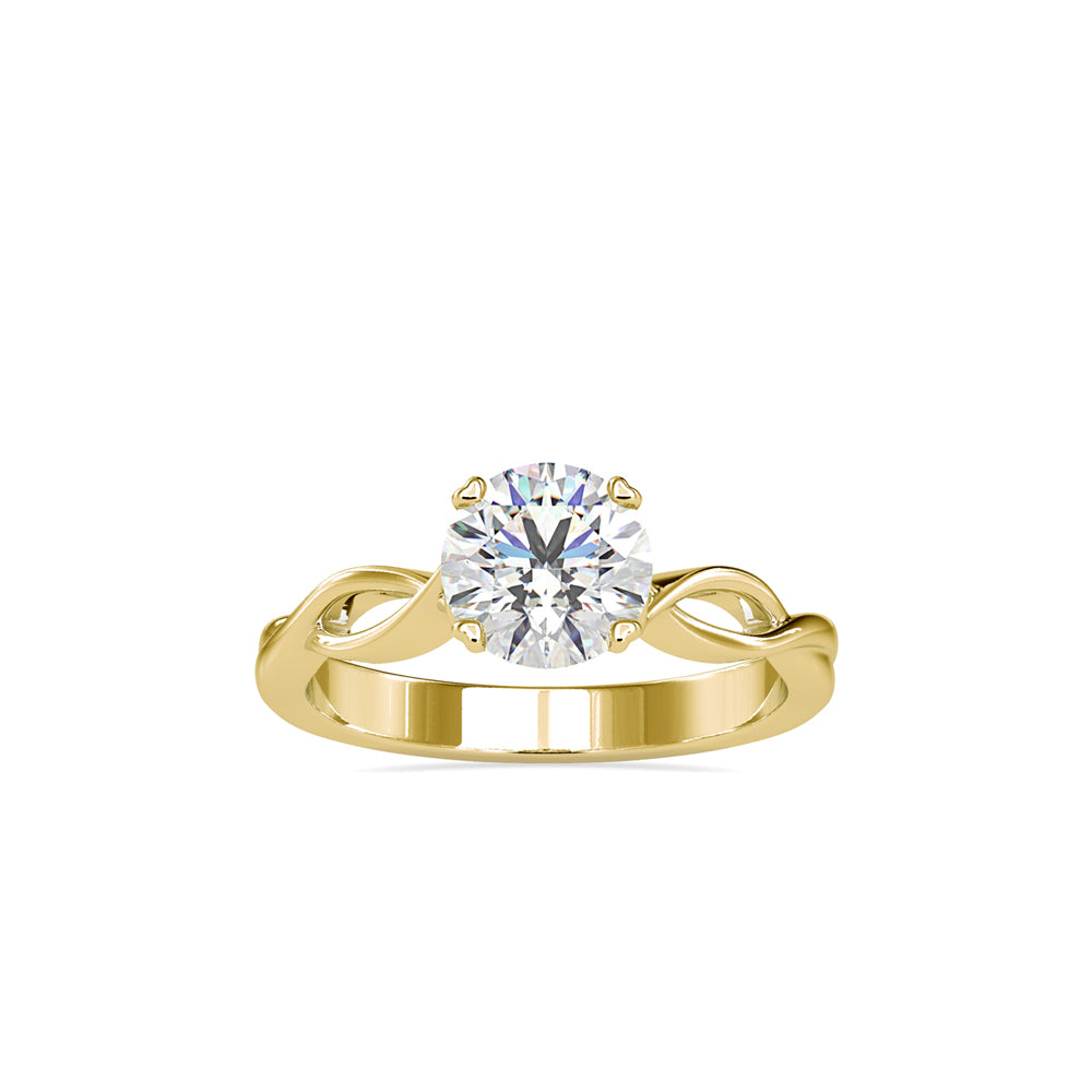 SKU: 0137 (22K) Twisted Shank Heart-setting Solitaire Engagment Ring in Rose Gold.