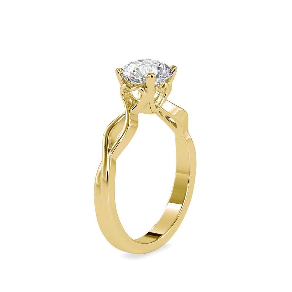 SKU: 0137 (22K) Twisted Shank Heart-setting Solitaire Engagment Ring in Rose Gold.