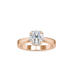 SKU: 0138 (10K) Four-Prong Bowl Style Single Diamond Engagment Ring in Rose Gold.