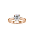 SKU: 0138 (18K) Four-Prong Bowl Style Single Diamond Engagment Ring in Rose Gold.