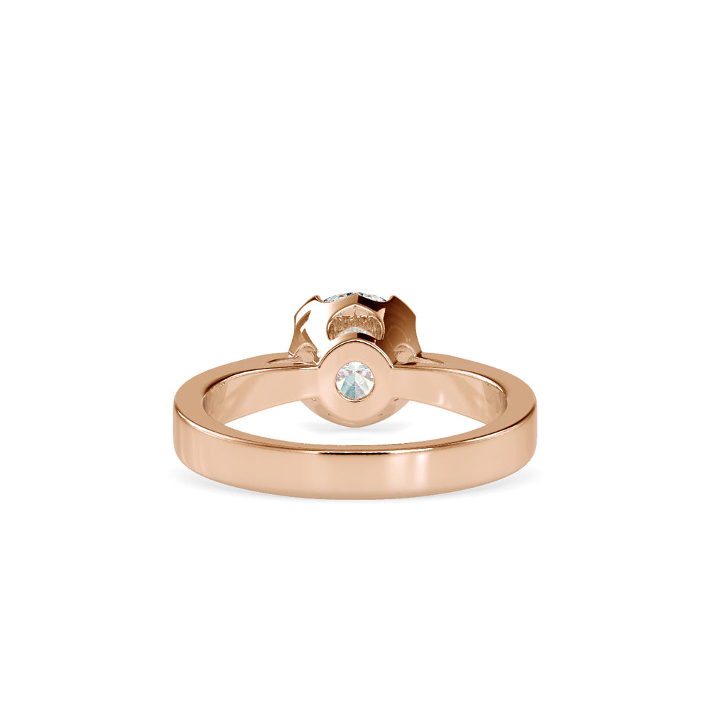 SKU: 0138 (10K) Four-Prong Bowl Style Single Diamond Engagment Ring in Rose Gold.