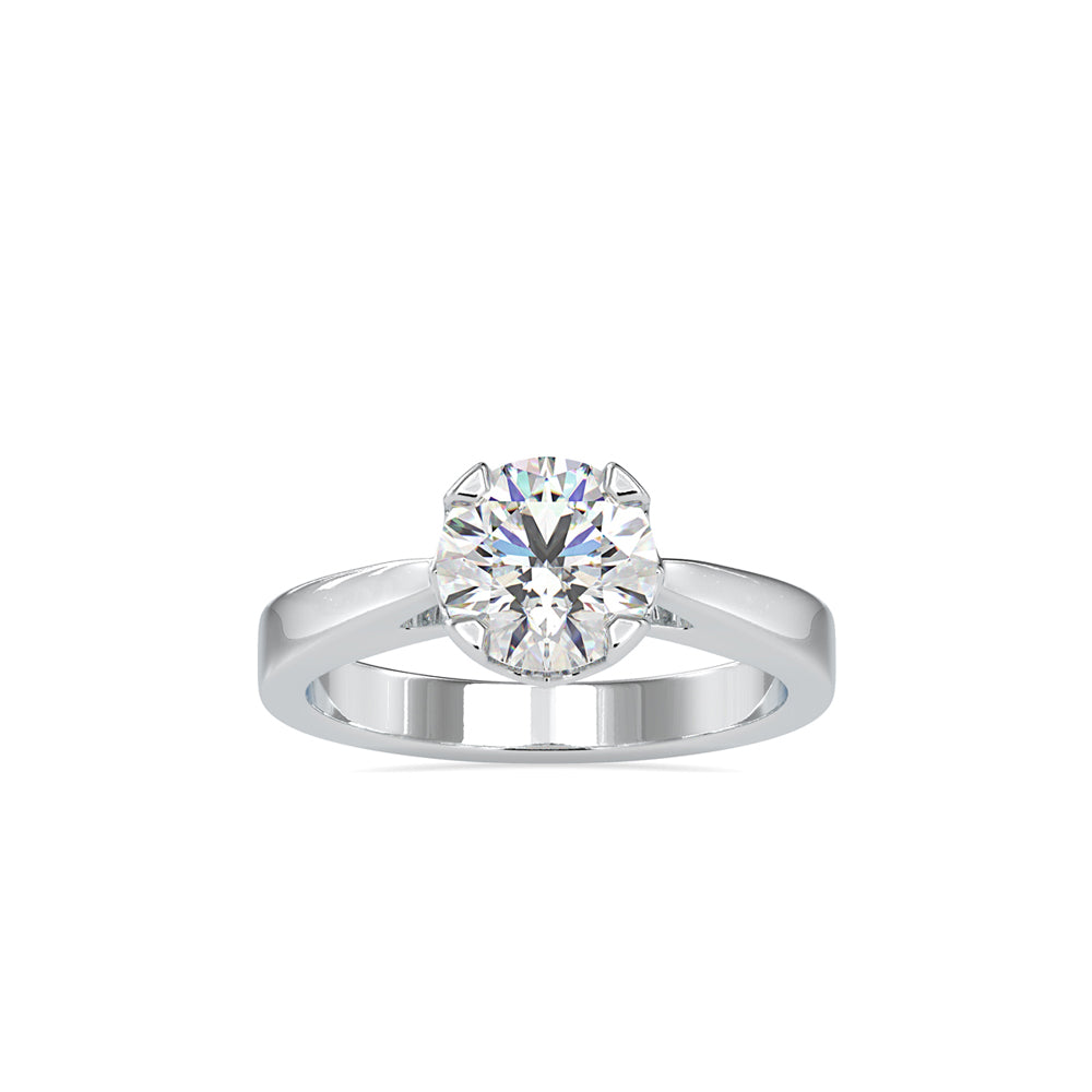 SKU: 0138 (22K) Four-Prong Bowl Style Single Diamond Engagment Ring in Rose Gold.