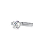 SKU: 0138 (14K) Four-Prong Bowl Style Single Diamond Engagment Ring in Rose Gold.