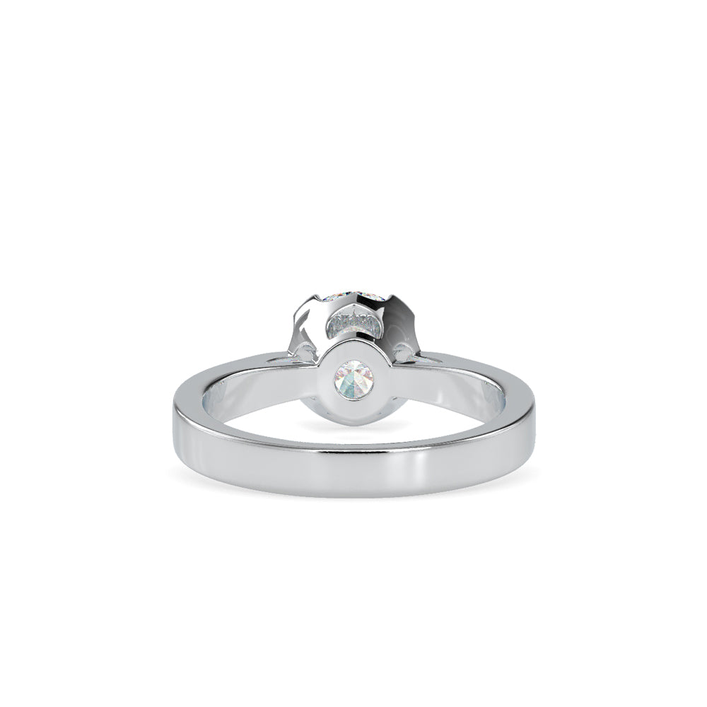 SKU: 0138 (18K) Four-Prong Bowl Style Single Diamond Engagment Ring in Rose Gold.