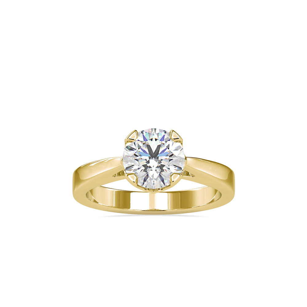 SKU: 0138 (14K) Four-Prong Bowl Style Single Diamond Engagment Ring in Rose Gold.