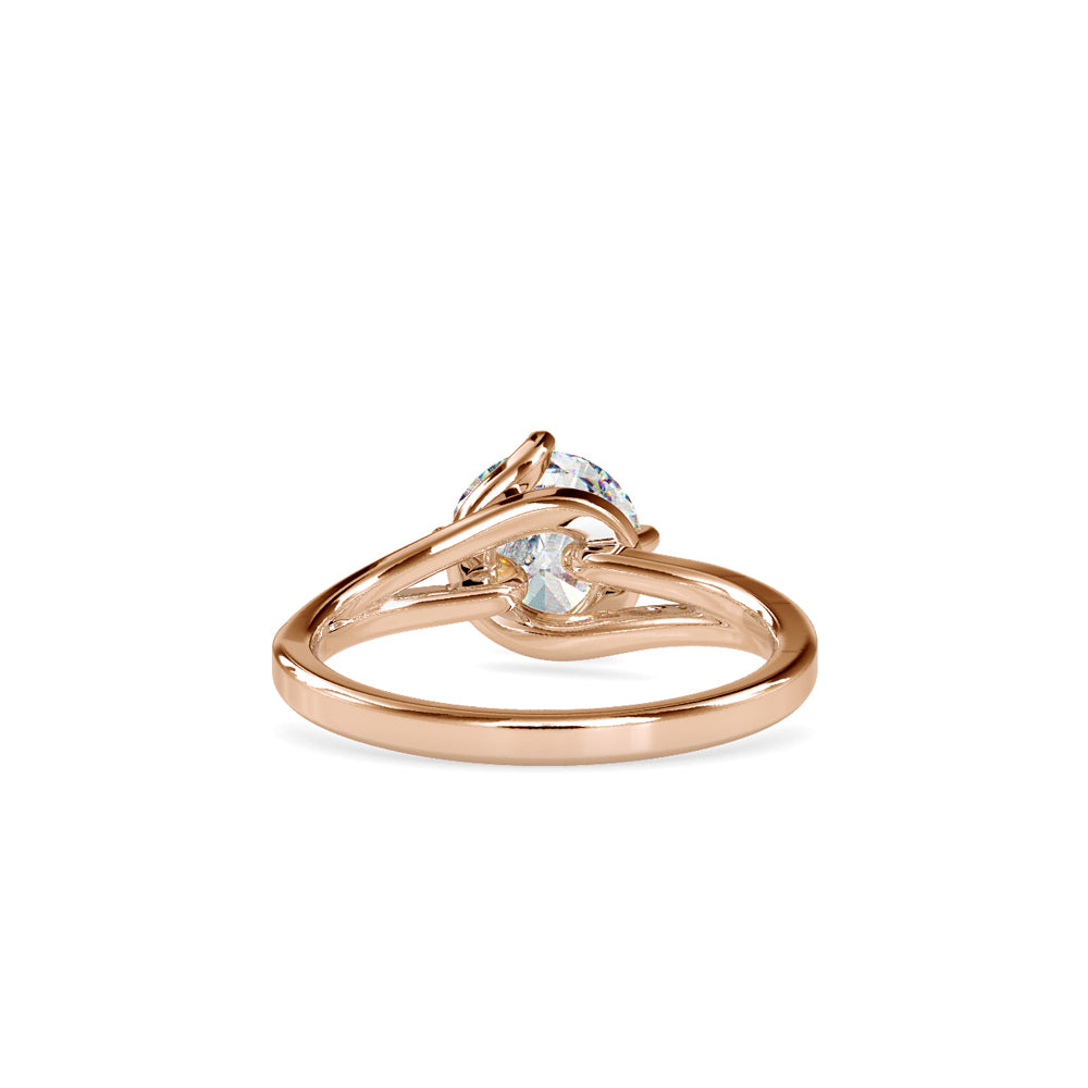 SKU: 0139 (14K) Four-Prong Solitaire Engagment Ring in Rose Gold.