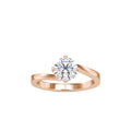 SKU: 0140 (14K) Four-heart Prongs Solitaire Engagment Ring in Rose Gold.