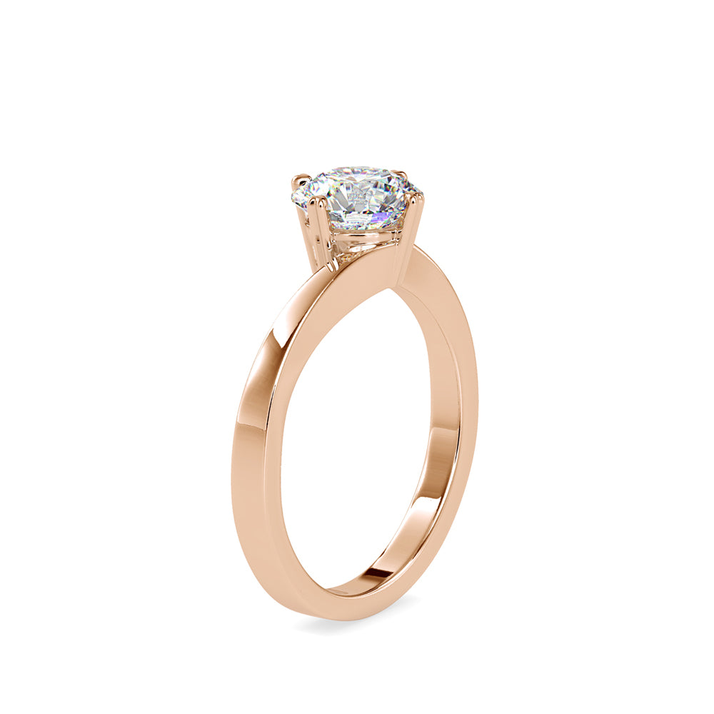 SKU: 0140 (22K) Four-heart Prongs Solitaire Engagment Ring in Rose Gold.