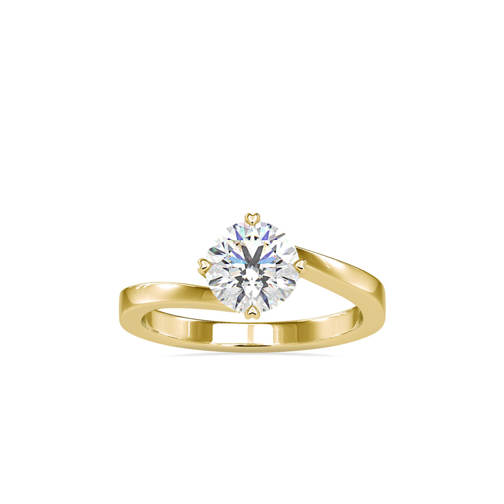 SKU: 0140 (10K) Four-heart Prongs Solitaire Engagment Ring in Rose Gold.