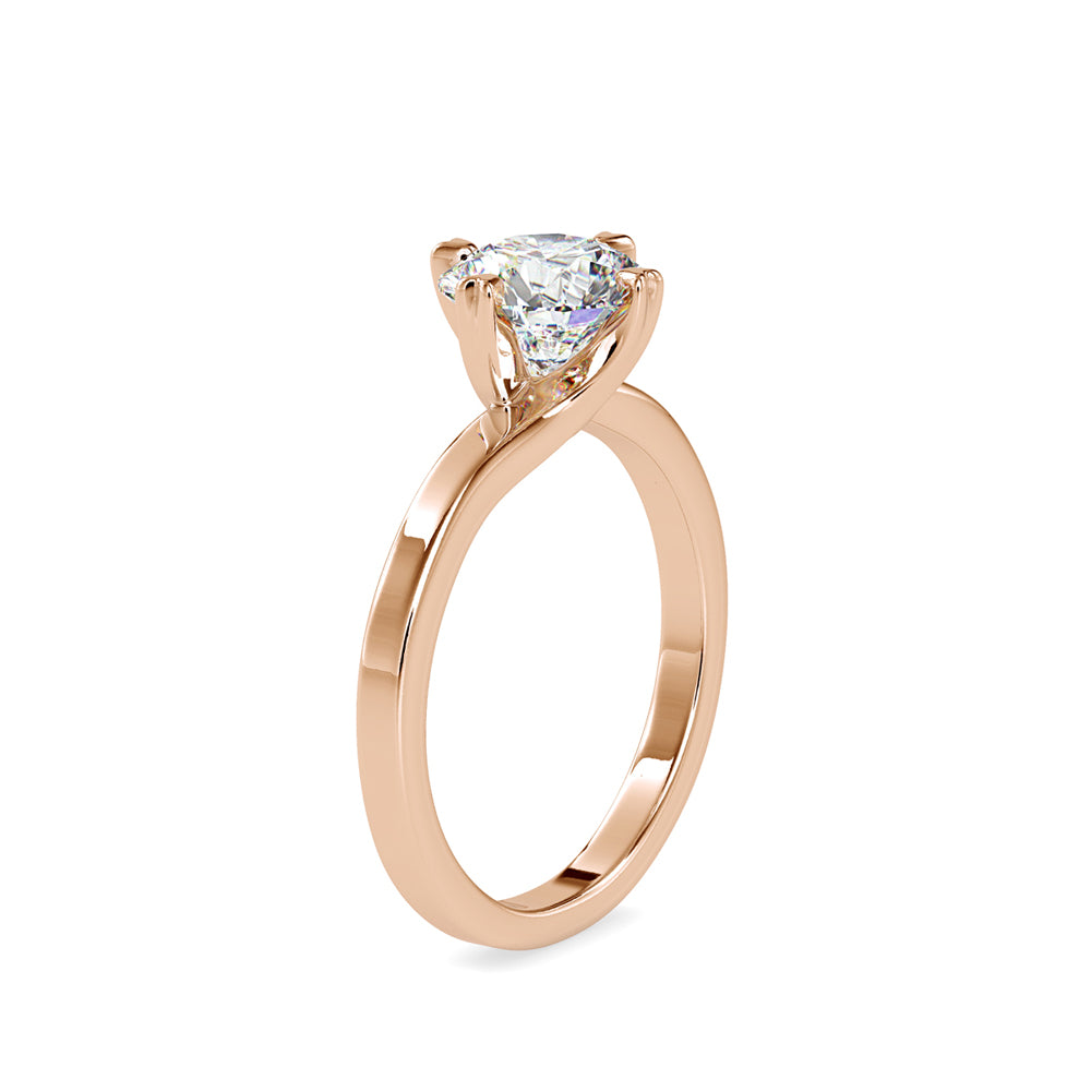 SKU: 0141 (22K) Four-heart Prongs Solitaire Engagment Ring in Rose Gold.