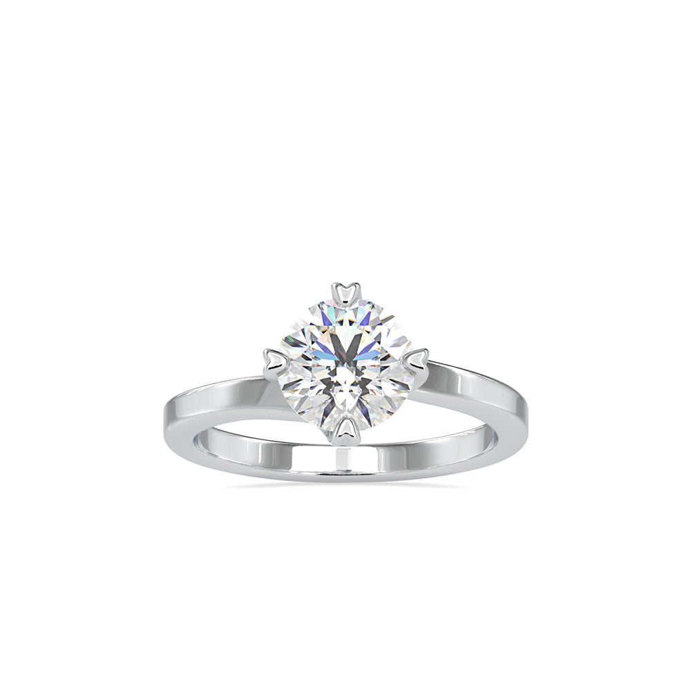 SKU: 0141 (18K) Four-heart Prongs Solitaire Engagment Ring in Rose Gold.