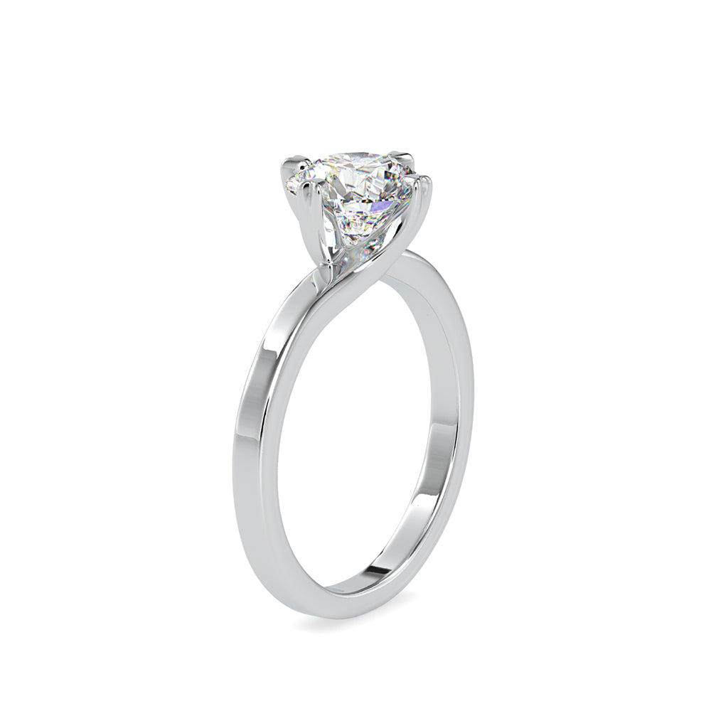 SKU: 0141 (14K) Four-heart Prongs Solitaire Engagment Ring in Rose Gold.
