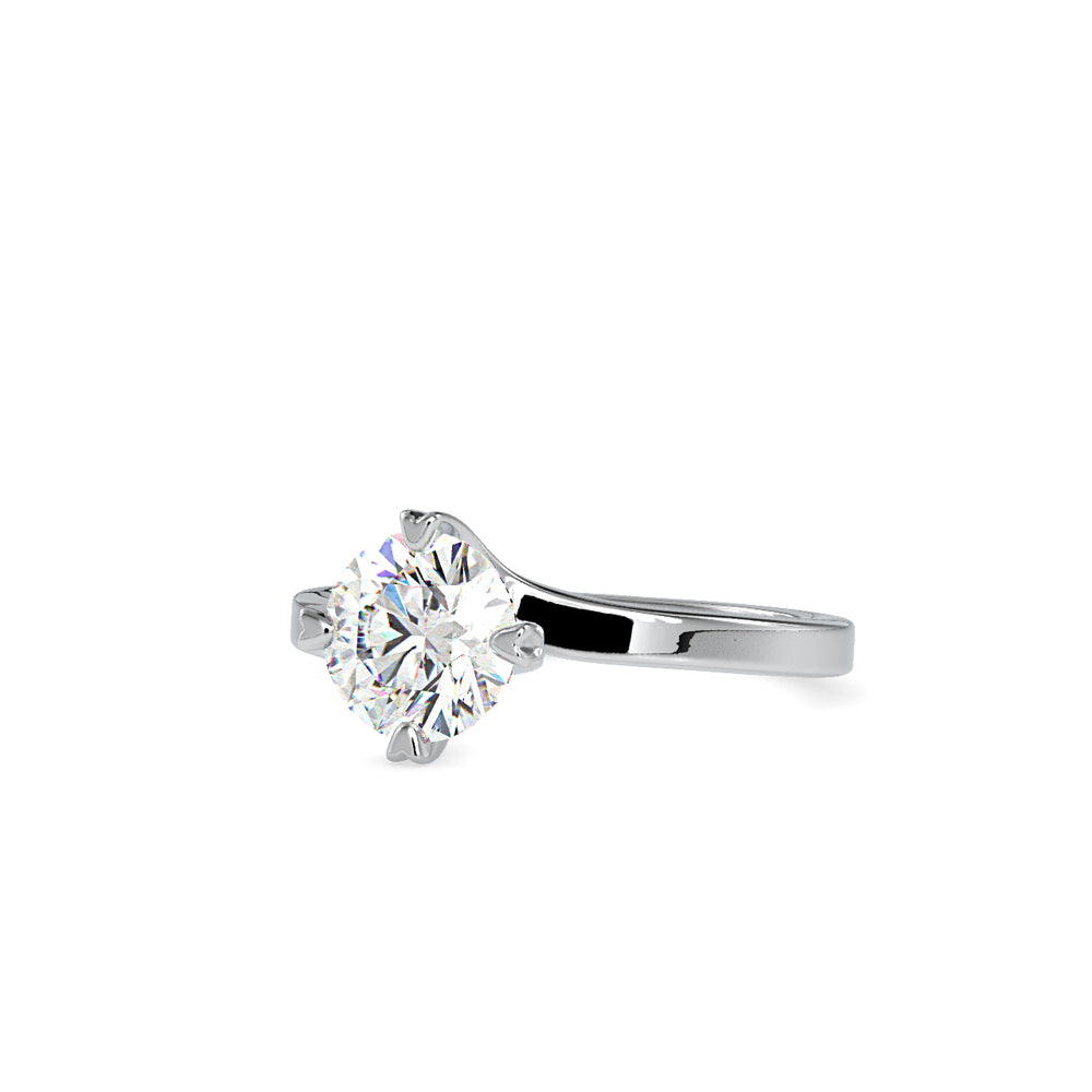 SKU: 0141 (14K) Four-heart Prongs Solitaire Engagment Ring in Rose Gold.