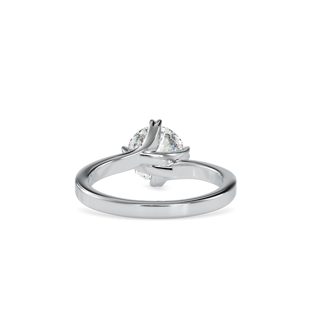 SKU: 0141 (14K) Four-heart Prongs Solitaire Engagment Ring in Rose Gold.