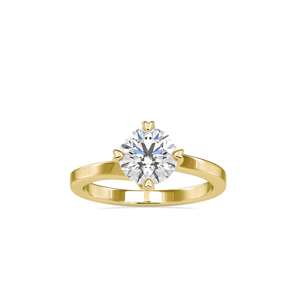 SKU: 0141 (14K) Four-heart Prongs Solitaire Engagment Ring in Rose Gold.