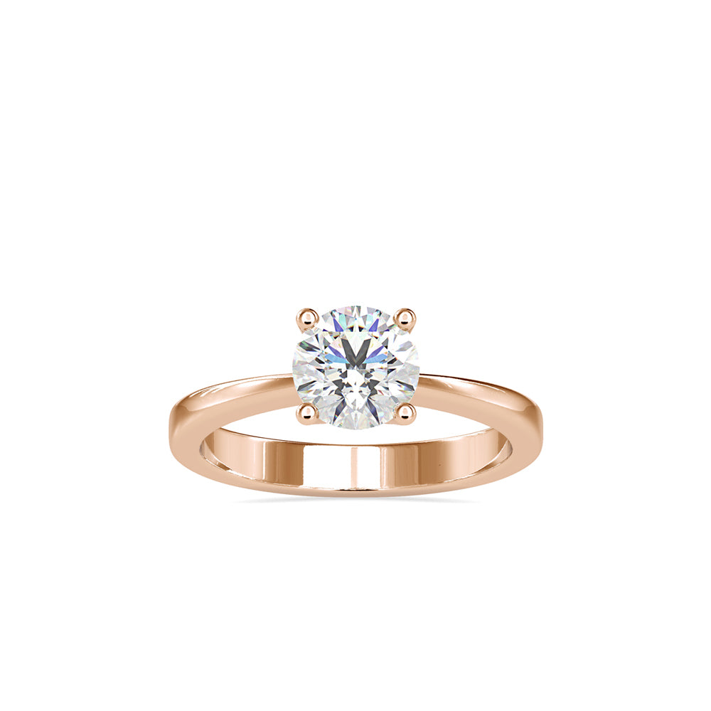 SKU: 0142 (10K) Classic Four-Prongs Solitaire Engagment Ring in Rose Gold.
