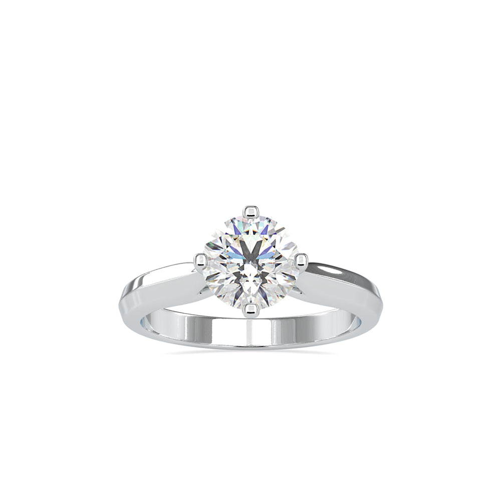 SKU: 0143 (18K) Classic Four-Prongs Solitaire Engagment Ring in Rose Gold.