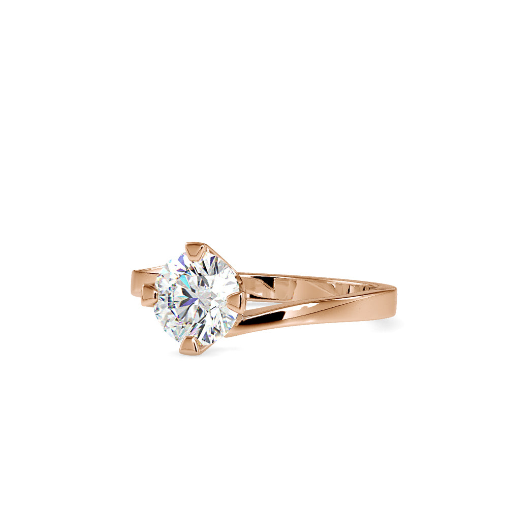 SKU: 0144 (18K) Four-Prong Solitaire Engagment Ring in Rose Gold.