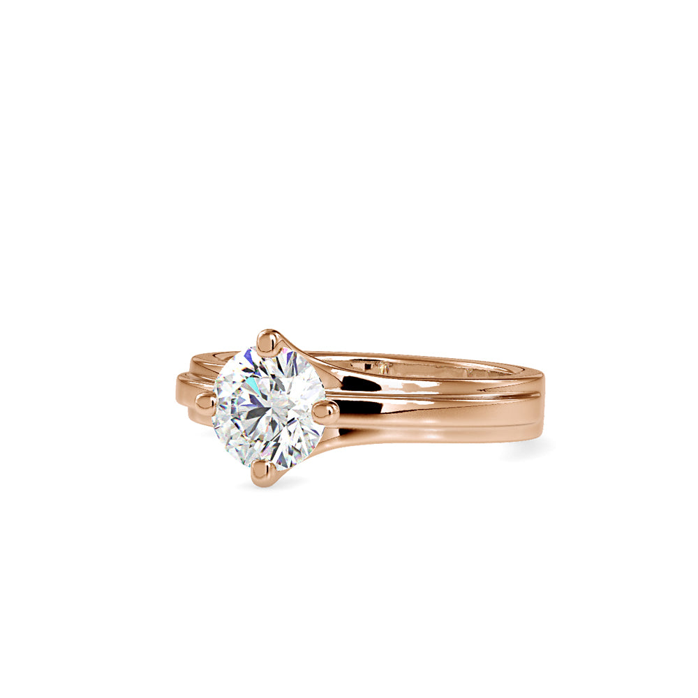 SKU: 0145 (22K) Fancy Shank Round Diamond Engagment Ring in Rose Gold.