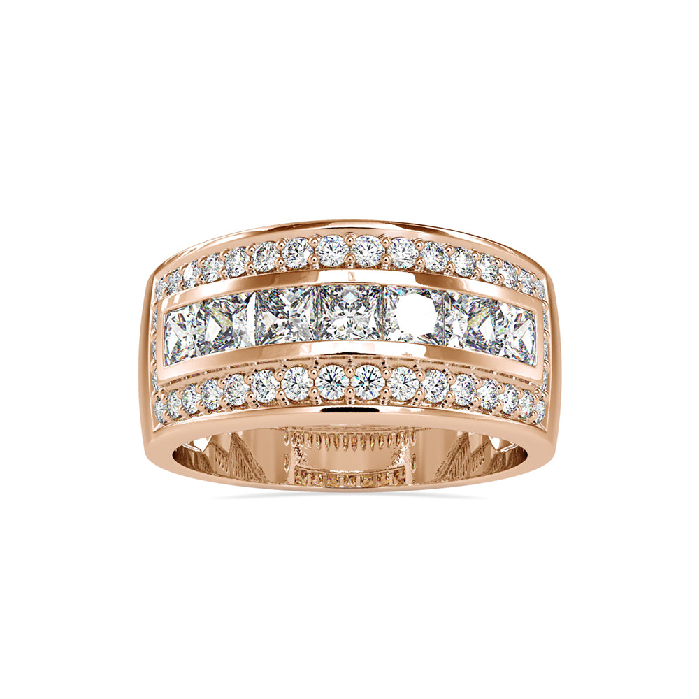 SKU: 0147 (18K) Wide Channel-set Diamond Wedding Band in Rose Gold.