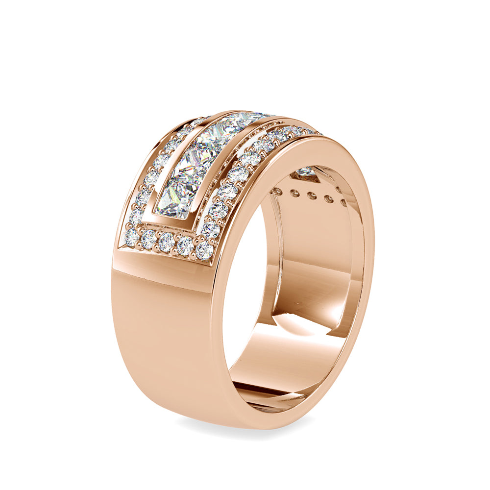 SKU: 0147 (22K) Wide Channel-set Diamond Wedding Band in Rose Gold.