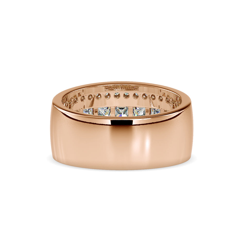 SKU: 0147 (18K) Wide Channel-set Diamond Wedding Band in Rose Gold.