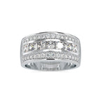 SKU: 0147 (18K) Wide Channel-set Diamond Wedding Band in Rose Gold.