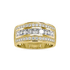 SKU: 0147 (18K) Wide Channel-set Diamond Wedding Band in Rose Gold.