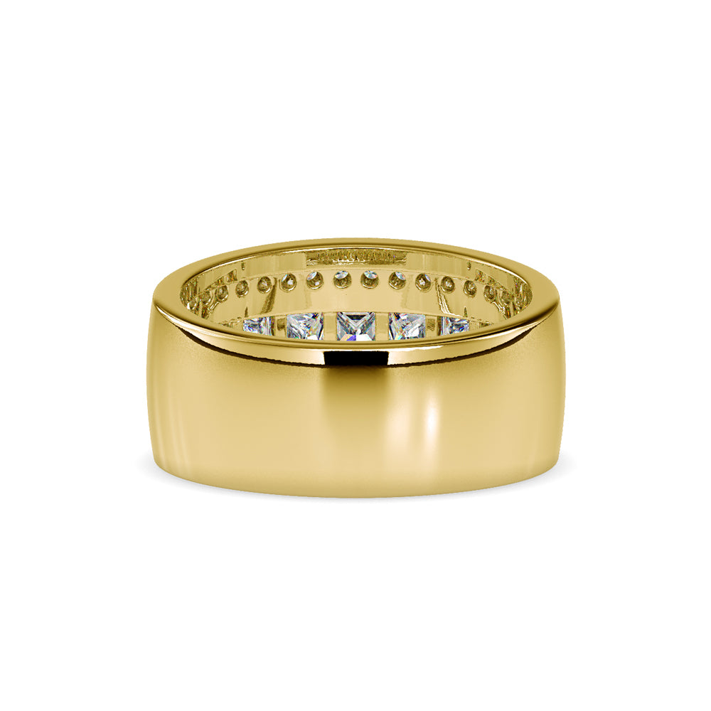 SKU: 0147 (18K) Wide Channel-set Diamond Wedding Band in Rose Gold.