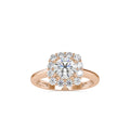 SKU: 0148 (18K) Double-Prong Round Halo Engagment Ring in Rose Gold.