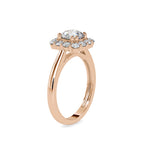 SKU: 0148 (10K) Double-Prong Round Halo Engagment Ring in Rose Gold.